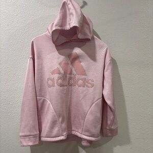 GIRLS ADIDAS PULLOVER PINK FRONT POCKET HOODIE SIZE L (14)